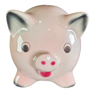 Goebel West Germany 1962 Pink Pig Bank 7.5" Large Ceramic w/ Stopper